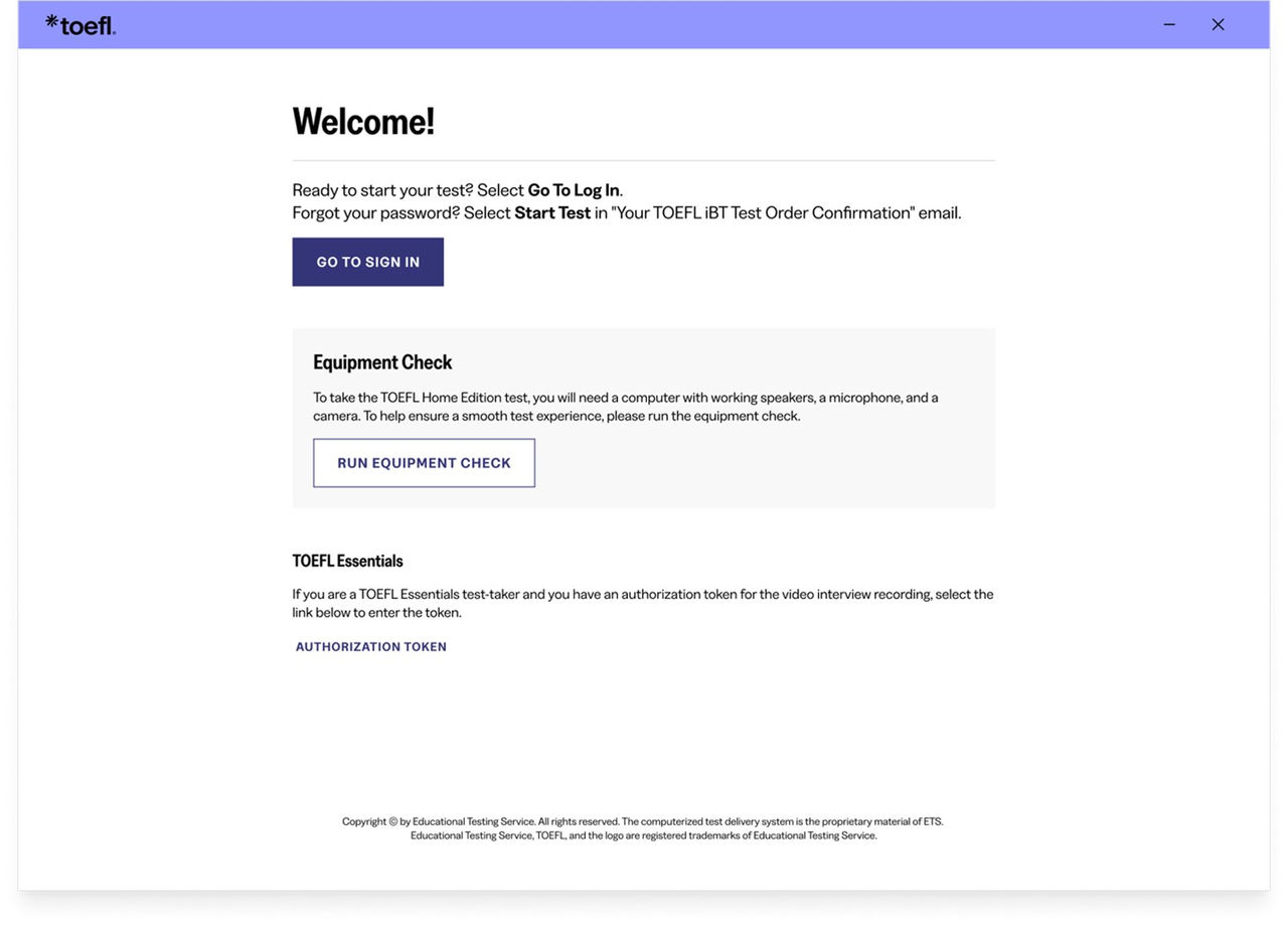 Welcome screen